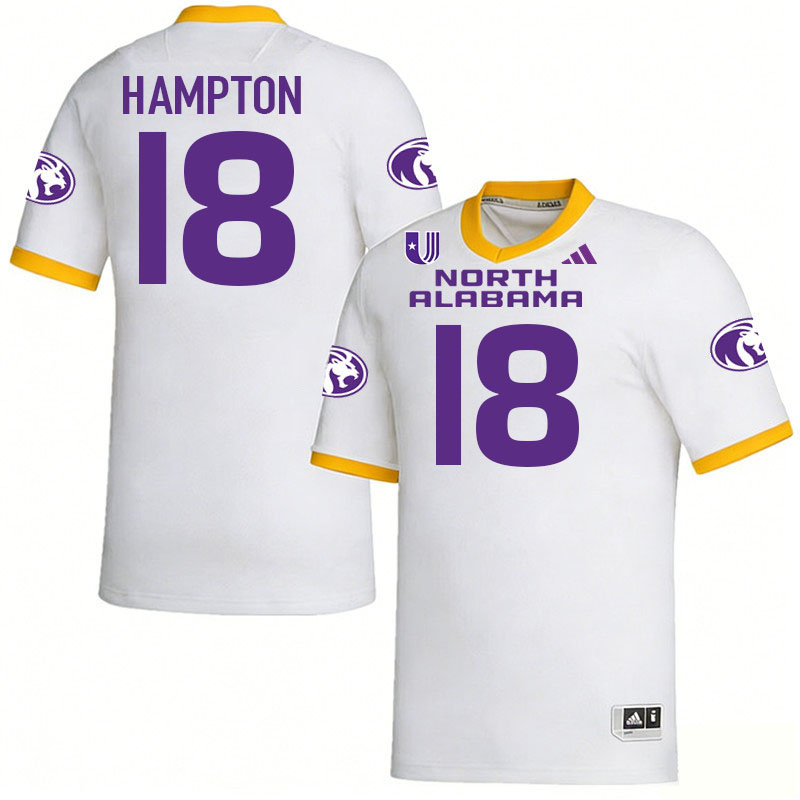 North Alabama Lions #18 Seth Hampton College Football Jerseys,Uniforms Stitched-White